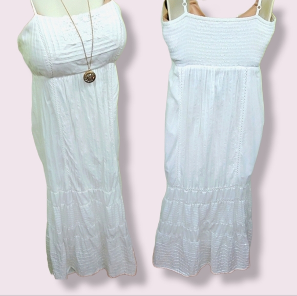 A Pea in the Pod • Boho White Crochet Long Maxi Maternity Dress Small Vacation - Picture 2 of 13